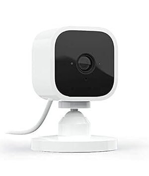 Blink Mini – Compact indoor plug-in smart security camera, 1080p HD video, night vision, motion detection, two-way audio, easy set up, Works with Alexa – 1 camera (White)